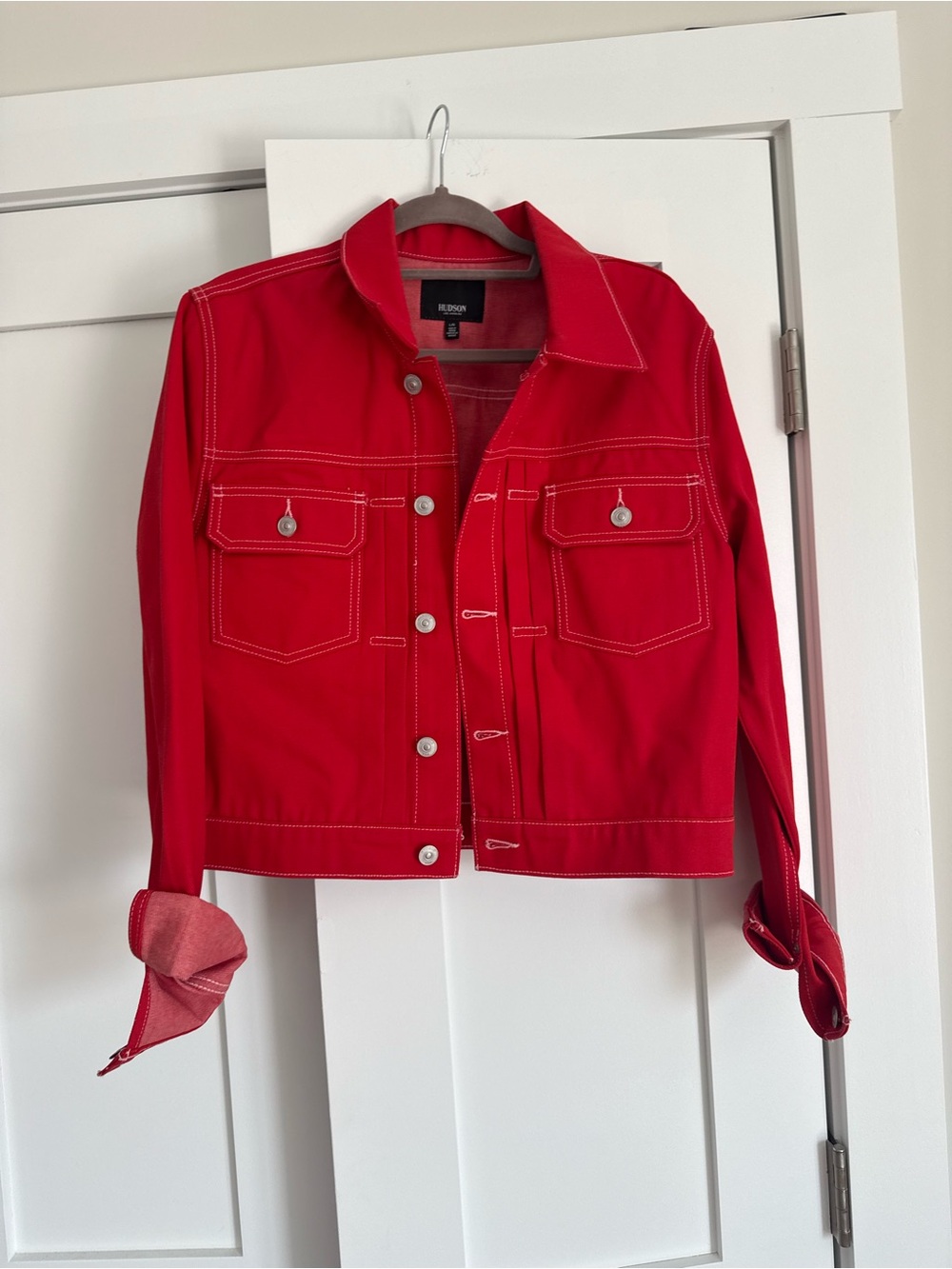 Hudson Jeans Red Crop Trucker Jacket